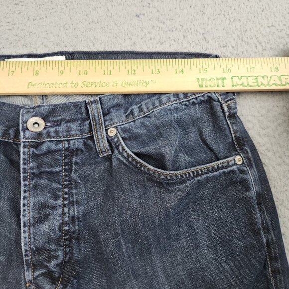 Habitual Jeans Men's 33 Button Fly Dark Wash Blue Denim Pants Iron Cross Pocket - Picture 3 of 11